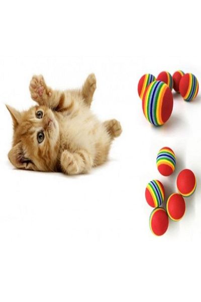 Özasya AVM 2 Pieces Rainbow Color Cat Dog Play Ball 4.2 Cm