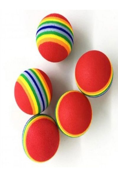 ugursepeti 2 Pieces Rainbow Color Cat Dog Play Ball 4.2 Cm