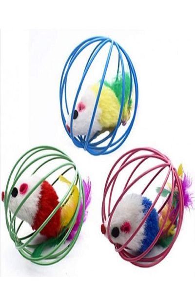 Özasya AVM 6 Cm Cat Dog Play Ball - Caged and Colorful Mouse