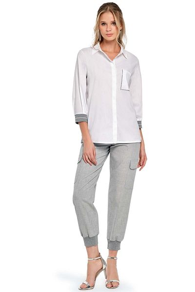 Guitar Ribbed Leg Gray Woven Trousers