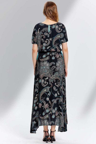 Guitar Rochie țesută multicoloră cu mânecă scurtă