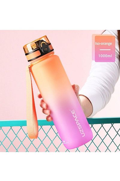 Uzspace Large Size 1000ml Motivation Bottle Double Color Softtouch Ff Collection Tritan Water Bottle