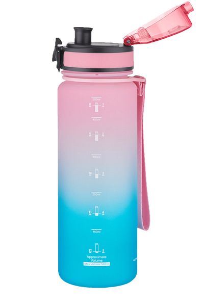 Uzspace 500ml Pink-green Double Color Motivational Water Bottle Softtouch Ff Collection Tritan Water Bottle