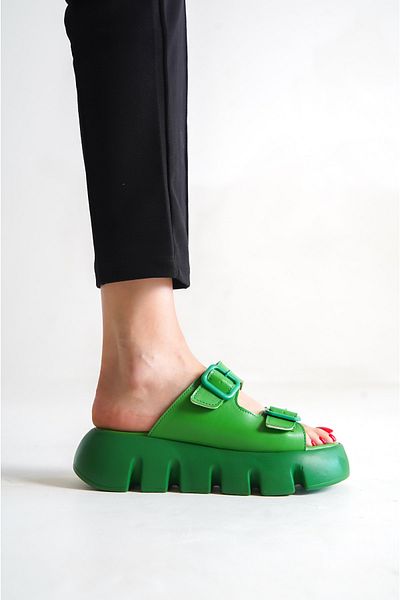 Shoesers Women's Thick Sole Double Banded Buckle Slippers