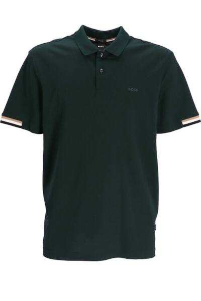 BOSS Erkek Regular Fit Kısa Kollu Düz Polo Yaka Yeşil Polo Yaka T-shirt 50467...