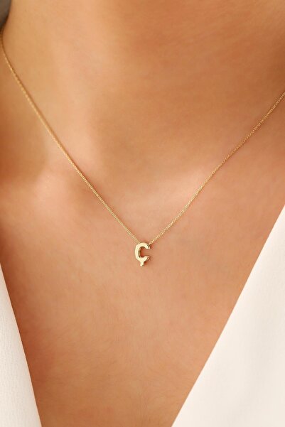 Sefa Gold 14 Ayar Altın Üç Boyutlu Ç Harfi Kolye