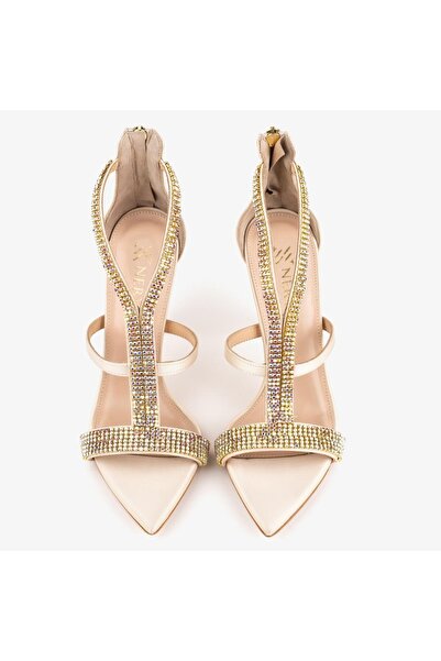 Nervia | Anya Beige Stone Heeled Women's Sandals