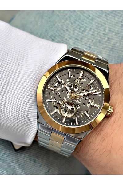Reward Gold Silver Color Steel Strap Automatic Business Men's Wristwatch + Bracelet Gift
