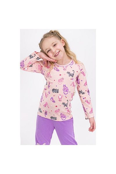 ROLY POLY Rolypoly Cats Salmon Girls Pajama Set