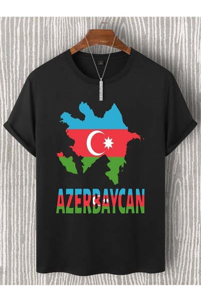 lepiska Azerbaycan Tişörtü, Pamuklu Unisex Tişört. "azerbaycan" Yazılı Azerba...