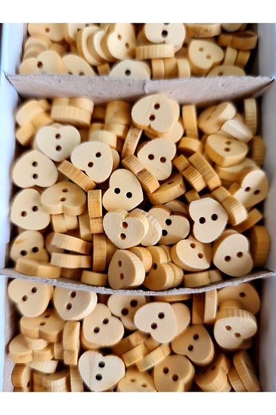 ÜNSALAN HOBİ Heart Wooden Amigurumi Button 15 Pieces 10mm