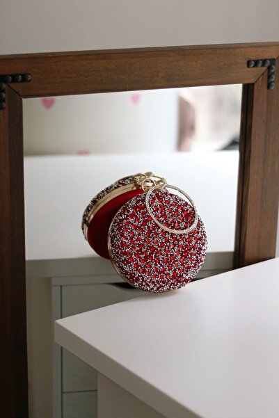 Moom Bag Ženska večernja torba sa crvenim kamenim lančićem