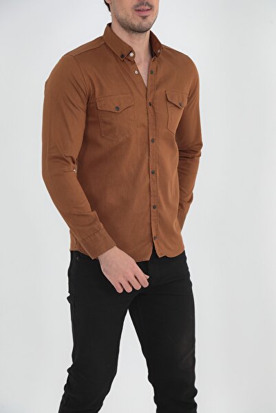 ENZİM JEANS Мъжка прилепнала дънкова риза