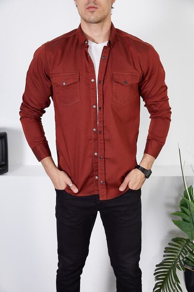 ENZİM JEANS Erkek Slim Fit Kot Gömlek