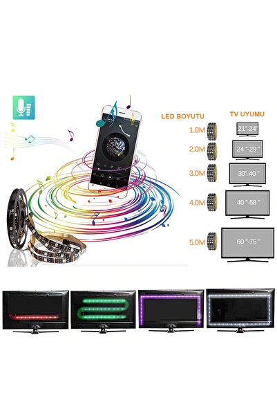 exeo Tv Arkası Bluetooth Rgb Usb Şerit Led Slikonlu 5 Mt