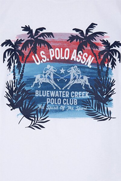 U.S. Polo Assn. Μπλουζάκι με λευκό λαιμόκοψη για αγόρι