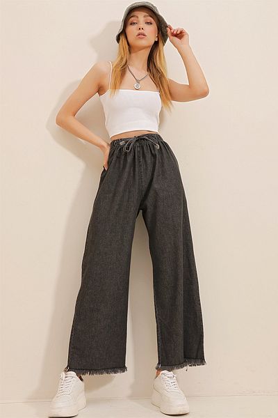 Trend Alaçatı Stili Hose - Grau - Wide Leg