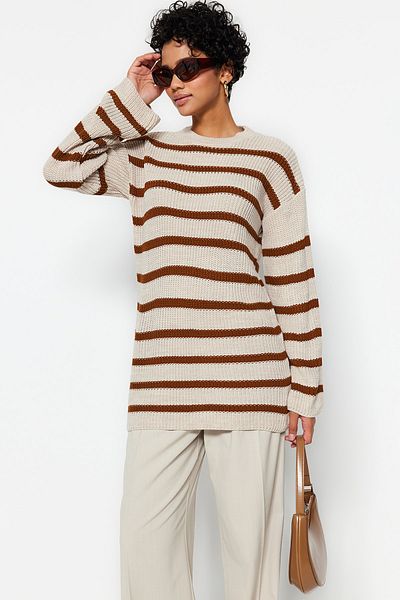 Trendyol Modest Steingestreifter Thessaloniki-Strickpullover TCTAW24AK00000