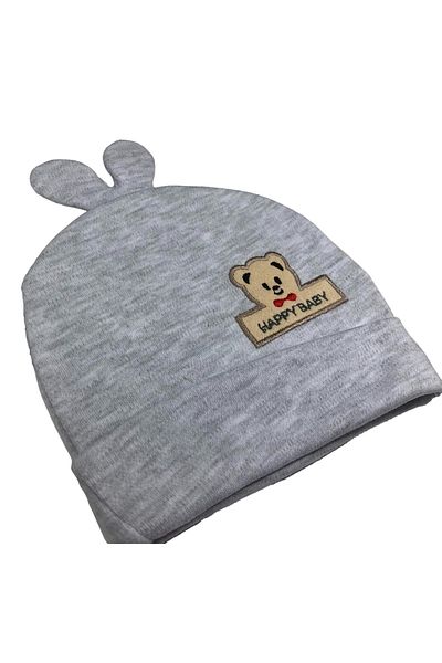 Cramerr Happy Bear Embroidered Baby Beanie with Ear Detail