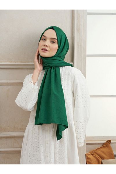 ARMANDA Benetton Green Wave Patterned Shawl