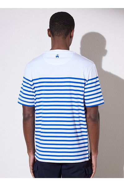 BROOKS BROTHERS Herren-T-Shirt mit Rundhalsausschnitt in Weiß und Marineblau Bbsp23mts022