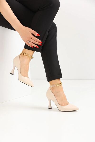 VASKONİ Kadın Stiletto Kadeh Topuk Sivri Burun Klasik Topuklu Ayakkabı