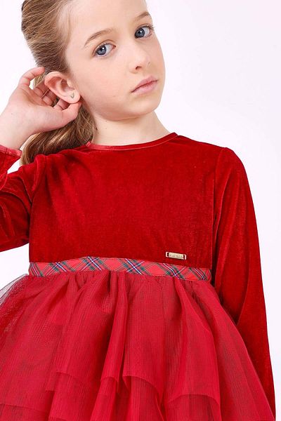 Pan Con Chocolate Girl's Long Sleeve Dress Red