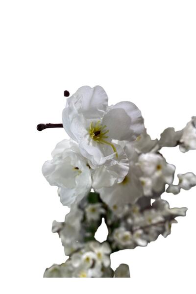 Cihan Çiçekçilik Beyaz Bahar Dalı 140 Cm Yapay Ağaç 20x20 Metal Saksı