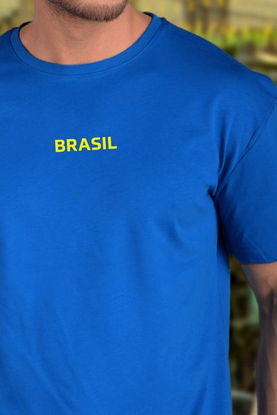 BESSA Ανδρικό μπλουζάκι Brasil με εμπριμέ μπλε λαιμόκοψη