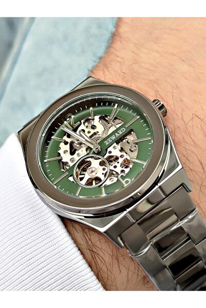 Reward Füme Renk Metal Kordon Otomatik Business Erkek Kol Saati + Bileklik Hediyeli