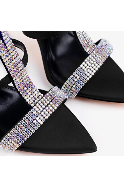 Nervia | Anya Black Stone Heeled Women's Sandals