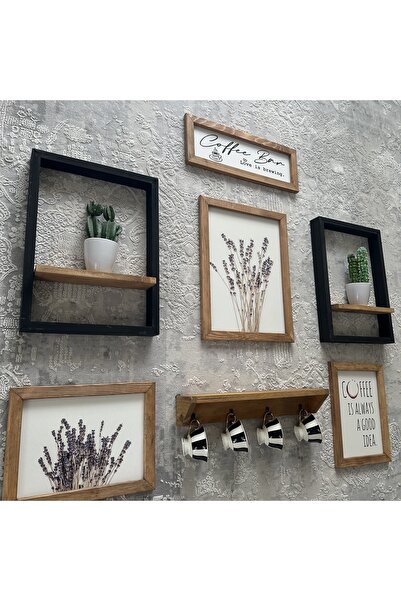 woodhomeworks Gerçek Ahşap Mutfak Dekor Tablo 7 Parça