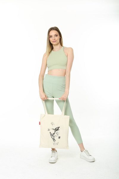 Serkan Çanta Bez Çanta Atölyesi Υφασμάτινη τσάντα Bee Bird Printed