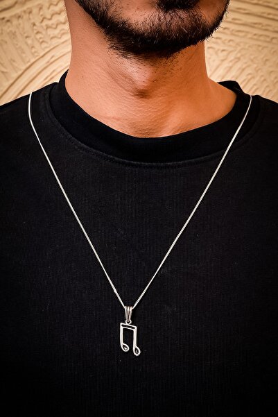 Ebrar Silver Gümüş Nota Kolye 925 Ayar Gümüş Nota Figürlü Unisex Kolye