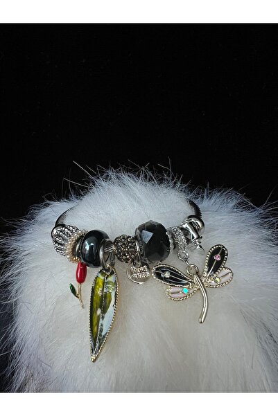 Everglow Jewelry 316l Charm Detailed Black Butterfly Steel Bracelet