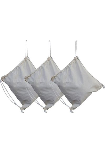 Serkan Çanta Bez Çanta Atölyesi 3 Pieces Cream Drawstring Backpack Raw Fabric