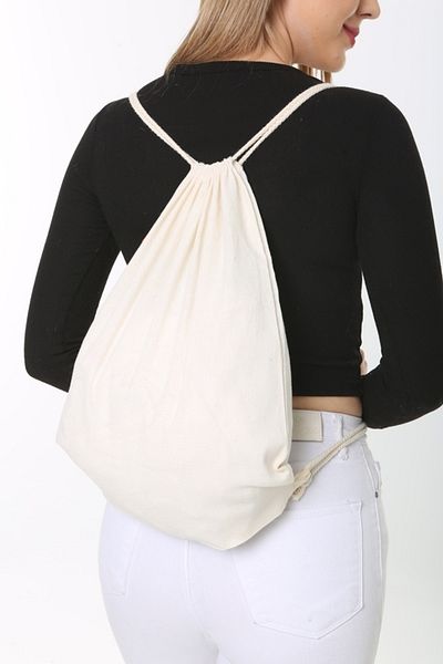 Serkan Çanta Bez Çanta Atölyesi 3 Pieces Cream Drawstring Backpack Raw Fabric