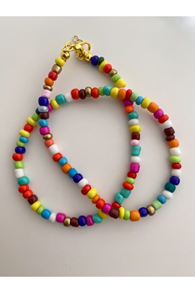 Lucky Designs Kadın Renkli Mix Kum Boncuk Kolye