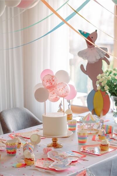 Partifabrik Pastel White Pink Balloon Cake Decoration