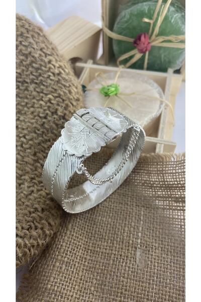 Midyat Artuklu Gümüşçülük Diyarbakır Hasırı Modeli Gümüş Kelepçe Bilezik