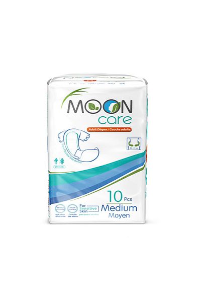 MOONCARE Adult Patient Diapers - Medium - 10 Pieces with Waistband