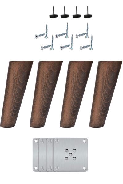 Bestekar Ağaç Konik Ayak - 20 Cm Ceviz - 4 Adet - Mobilya, Baza, Koltuk, Tv Ü...