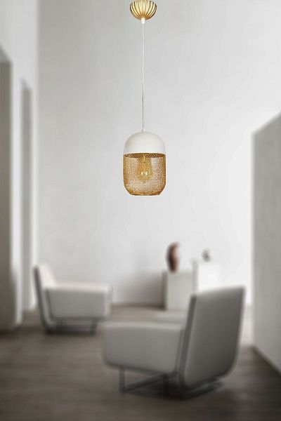 VENON Lighting Olcay Single Metal Pendant Lamp White Gold Chandelier