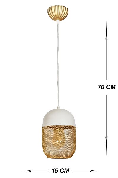 VENON Lighting Olcay Single Metal Pendant Lamp White Gold Chandelier