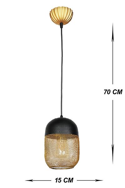 VENON Lighting Olcay Single Metal Pendant Lamp Black Gold Chandelier