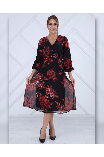 CİXAPLE Mâneci adunate șifon cu model floral