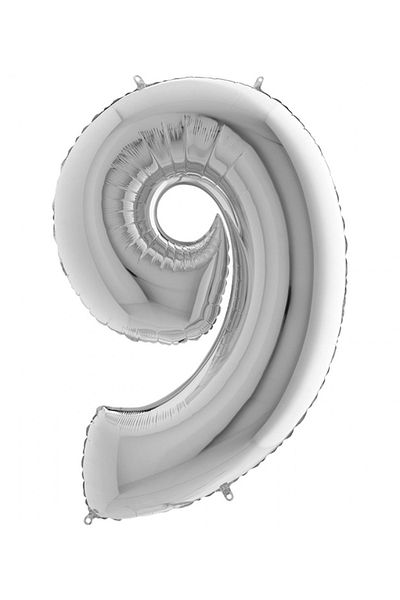 Big Party 9 Number Silver Foil Balloon 75 Cm