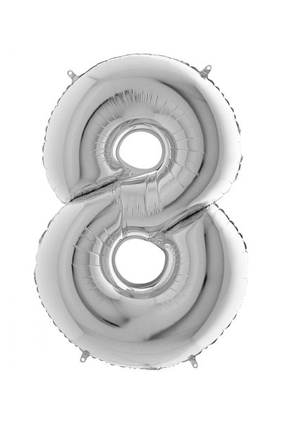 Big Party 8 Number Silver Foil Balloon 75 Cm
