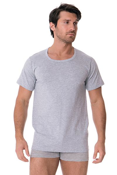DOREA Men's Gray 3 Pieces Cotton Gray Melange Single Jersey Crew Neck Undershirt