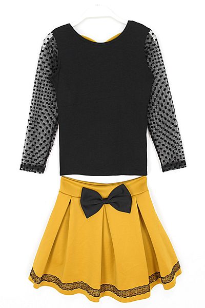 DobaKids Girl's Evening Dress with Skirt Suit 1 - 12 Age Range Black Mustard